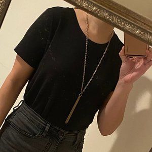 Long brass toned antique tassel necklace